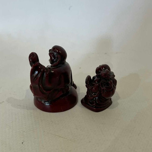 Set of 2 mini Buddha resin collectible figurines