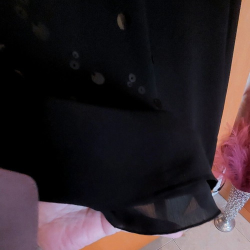 Absolute Fashion Black Sheer Blouse with Sequins New