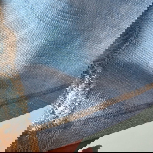 Jean φόρεμα Benetton μεταχειρισμένο με μπεζ δαντέλα, μέγεθος L