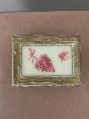 Vintage jewelry box new, wooden, beige and pink
