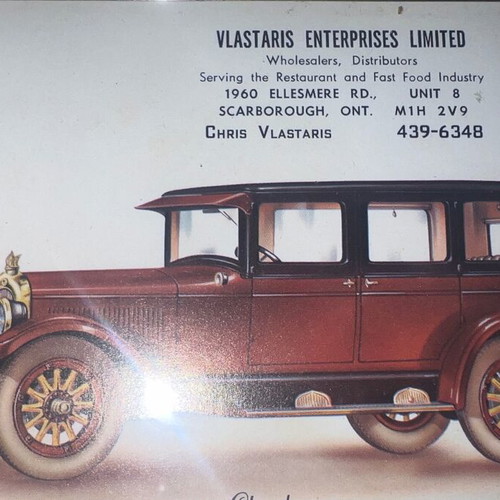Car advertising set with two frames, thermometer and drawer calendar