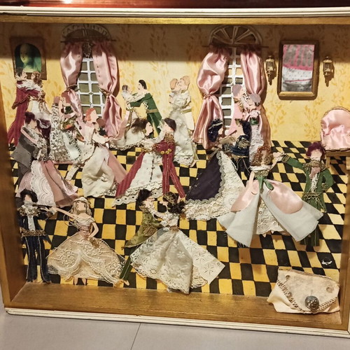 Three-Dimensional Handmade Artwork Framed Dance Hall Scene
