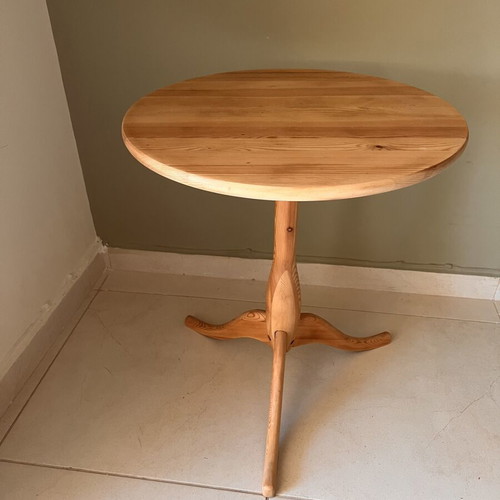 Handmade round rustic solid wood side table