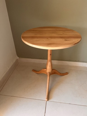 Handmade round rustic solid wood side table