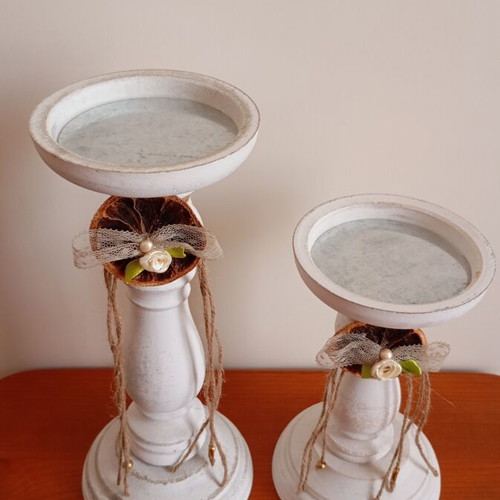 Candlesticks set of 2 with handmade decoration like new