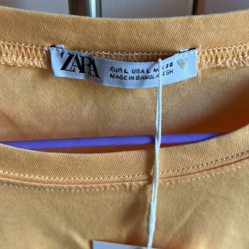 Zara L t-shirt new, 100% cotton, orange