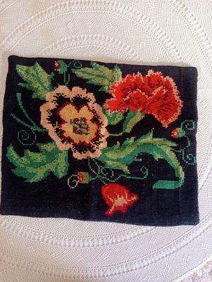 Handmade embroidered pillowcase cross stitch vintage 57x47 cm like new