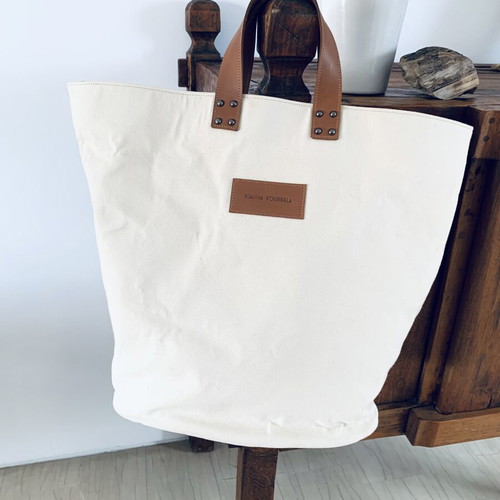 Ioanna Kourbela Beach Bag new, canvas and genuine leather details