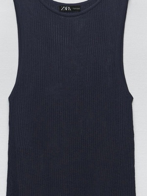 Zara sleeveless top with open knit new, blue, size S