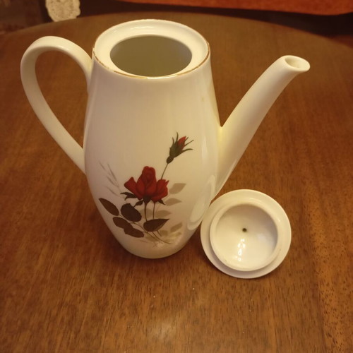 Vintage porcelain jug Seltmann Weiden Bavaria Rose Stem used with lid