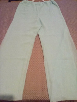 Wide-leg pants used turquoise with double fabric and side slit
