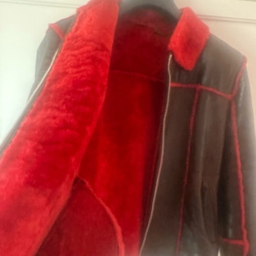 Leather shearling jacket used in excellent condition, red, size M