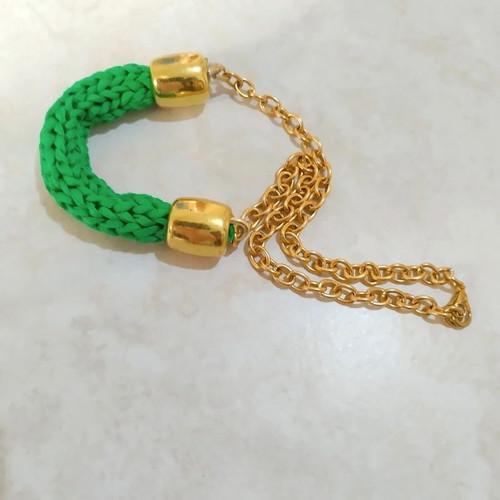Colorblock necklace green statement chunky, new