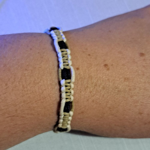 Macrame bracelets, black-beige and pink, set of 2
