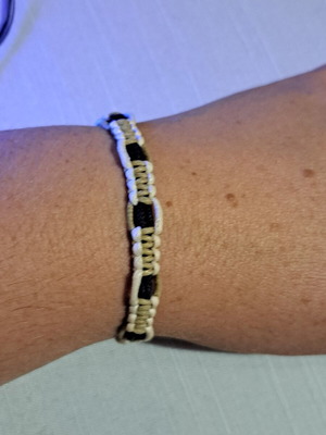 Macrame bracelets, black-beige and pink, set of 2