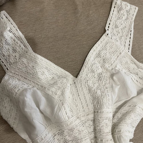 Boho 100% Cotton White Lace Sundress, size L