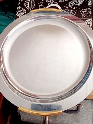 Metal Stainless Steel Tray like new, 37 cm diameter
