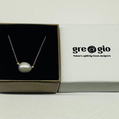 Gregio silver necklace with pearl new 925 gold tone