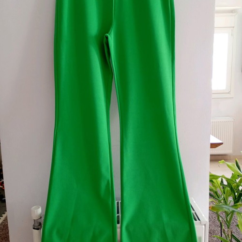 Women's high-waisted pants like new, green, one size