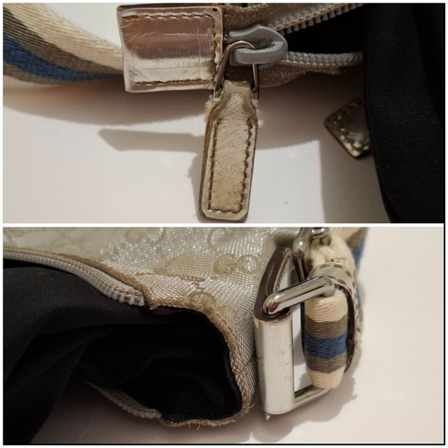 Gucci Crossbody Bag Metallic Silver Canvas used