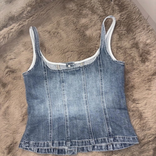 H&M Denim Blue Washed Corset Top Size XS New