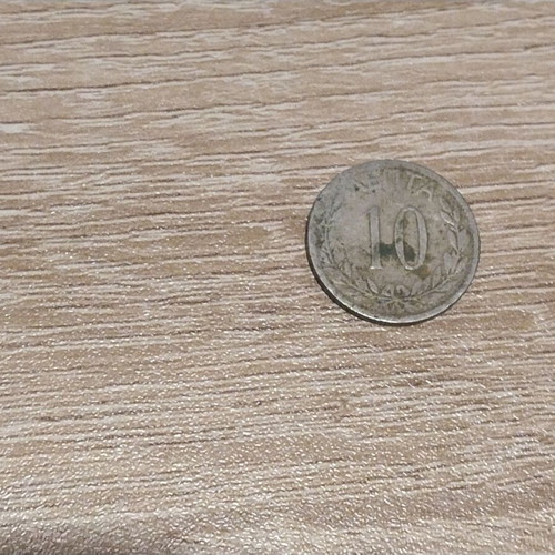 10 Lepta Coin 1895 used, made of cupronickel
