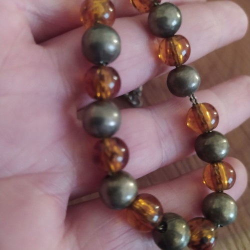 Silver worry beads used with semi-precious stones 19 cm length