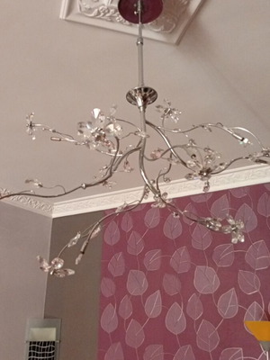 Crystal chandelier with metal inox frame used, 12 lights