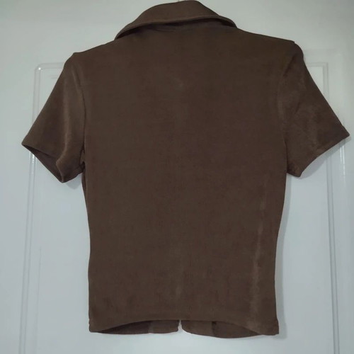 H&M ribbed cropped jersey top XS short sleeved brown, like new