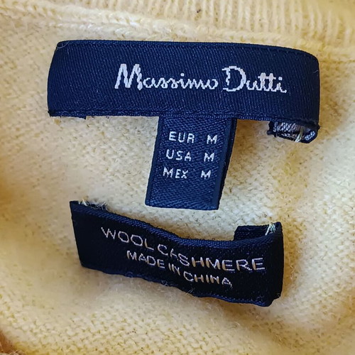 Massimo Dutti women's turtleneck sweater used, cashmere wool, yellow, size M