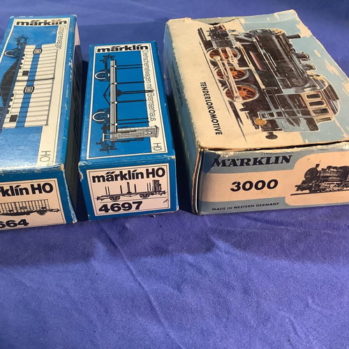 Marklin set steam locomotive, wagons and rails used