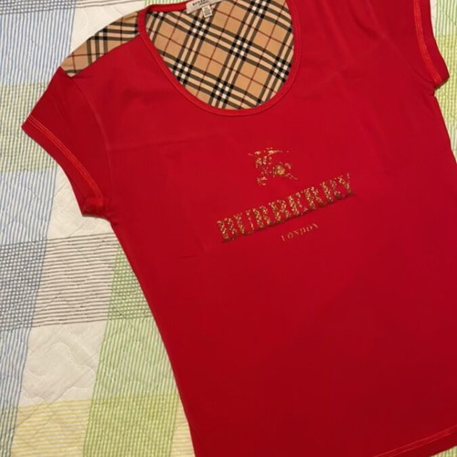 Burberry women's short-sleeve T-shirt new, red, size Large