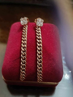Silver 925 gold plated earrings with zircon