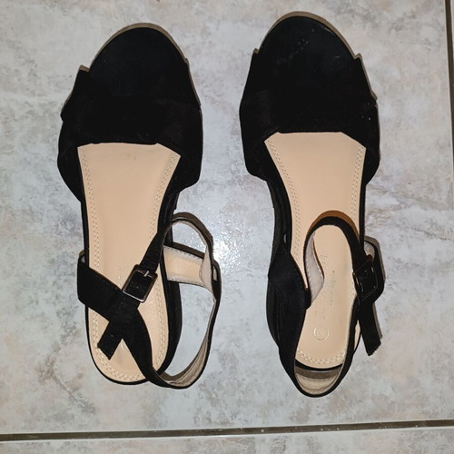 Velvet platform sandals, size 40, 5cm heel height