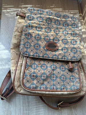 Cork Backpack used with two external zip pockets and magnetic button