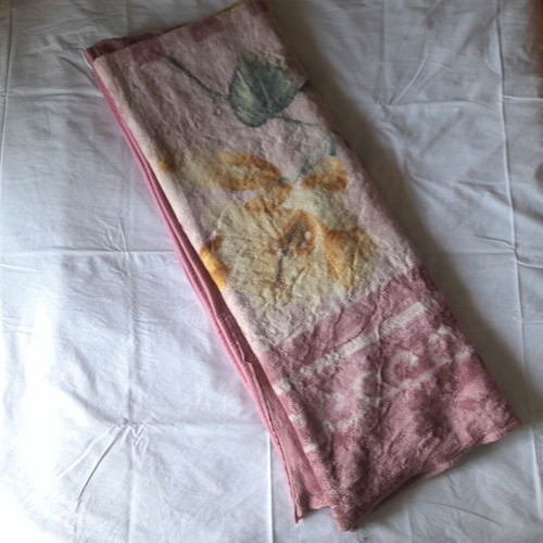 Double blanket used, warm, pink shades