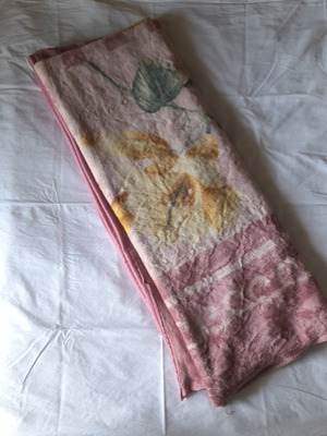 Double blanket used, warm, pink shades