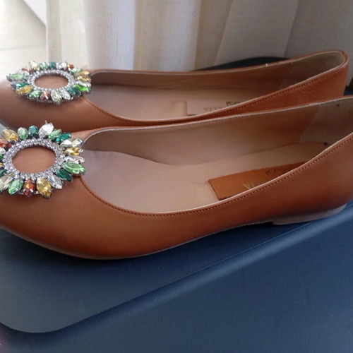 Evangelia Drosi leather tan ballerinas like new