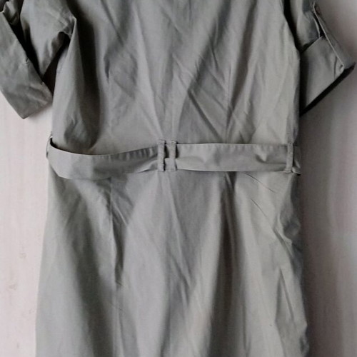 Excellent khaki grey semi-sheer safari dress with a belt 40