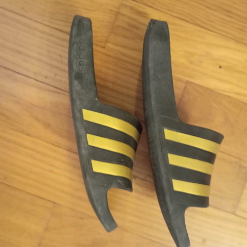 Adidas slippers used, size 39, black and gold