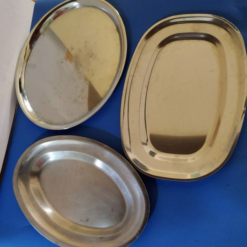 Serving platters set of 3 stainless steel used