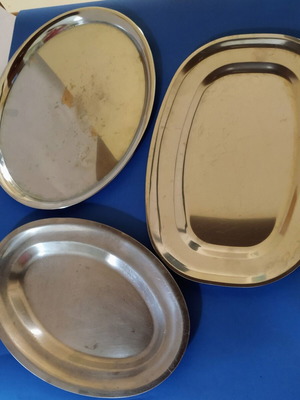 Serving platters set of 3 stainless steel used