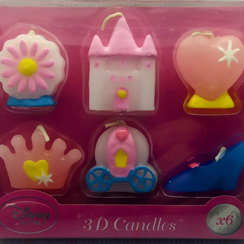 6 3D Cinderella birthday candles from Disney Store