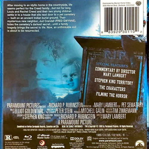 Pet Sematary Blu-Ray μεταχειρισμένο, αγγλικοί υπότιτλοι, δράμα τρόμου