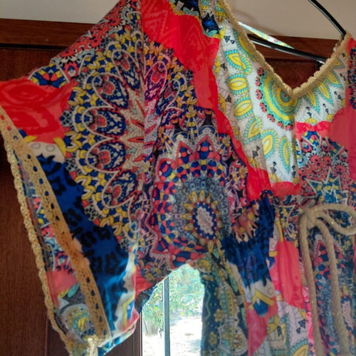 Maxi Boho Kaftan Dress Gianni Rodini like new, multicolor, viscose