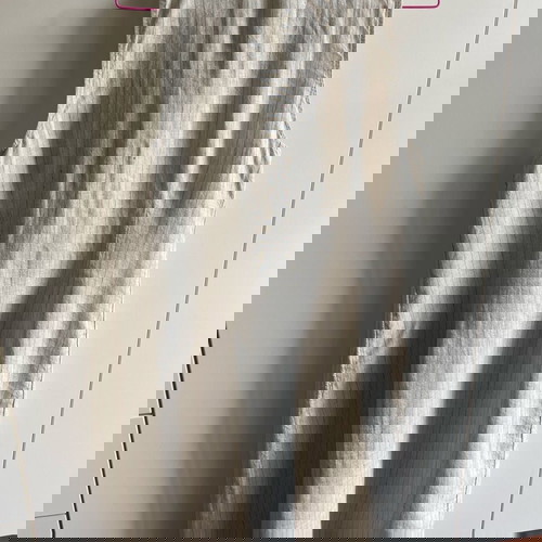 Φόρεμα Mango L μπεζ λινό ριγέ με κουμπιά σταυρωτά καινούργιο