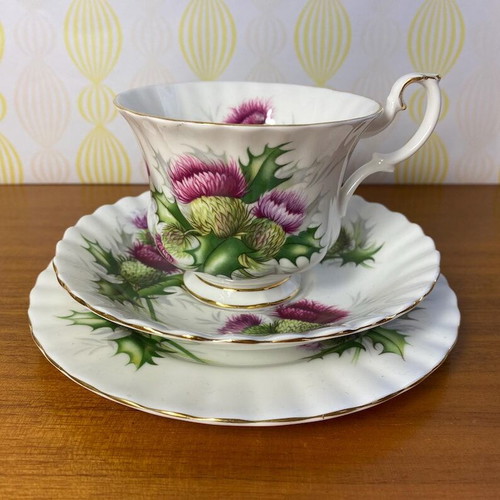 Royal Albert Highland Thistle bone china triple set like new