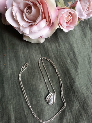 925 Necklace used with zirconia vintage, Italy
