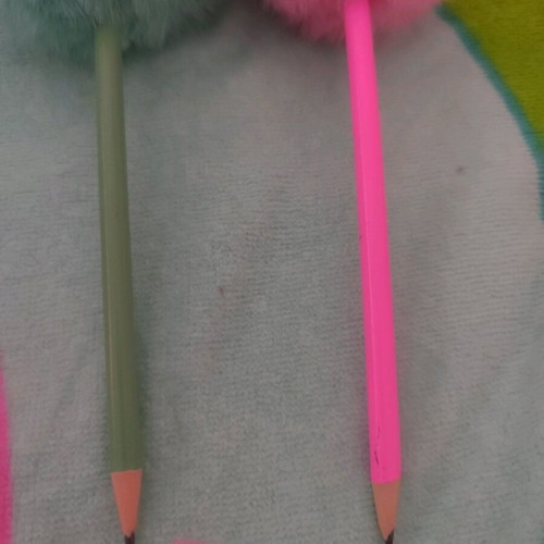 Set of pencils with fluffy impressive tip like new