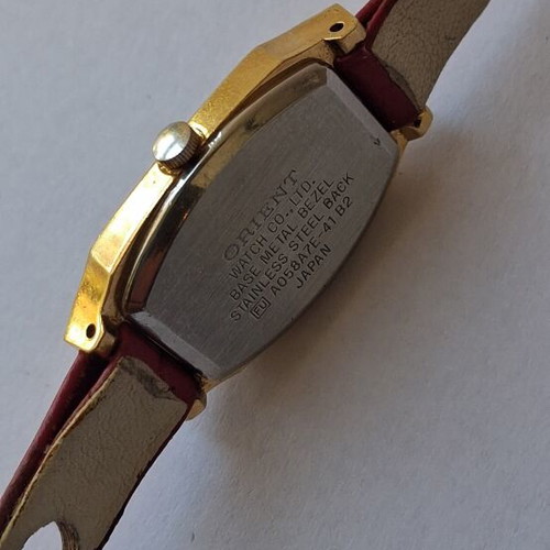 Orient women's watch used, black dial, gold case